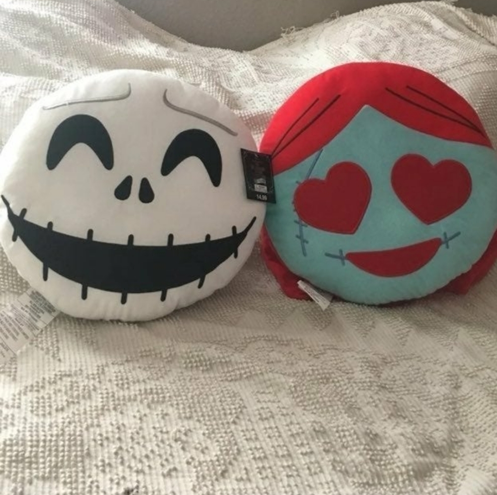 NWT 15" NMBC Jack & Sally emoji pillows / cushions